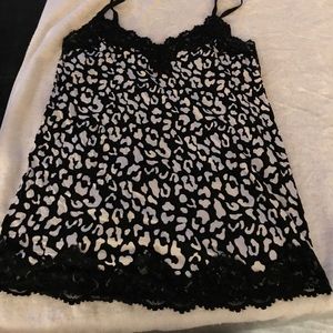 Animal print black and white with lace camisole