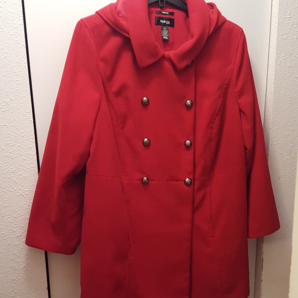 Vibrant red winter coat with hood - NWOT