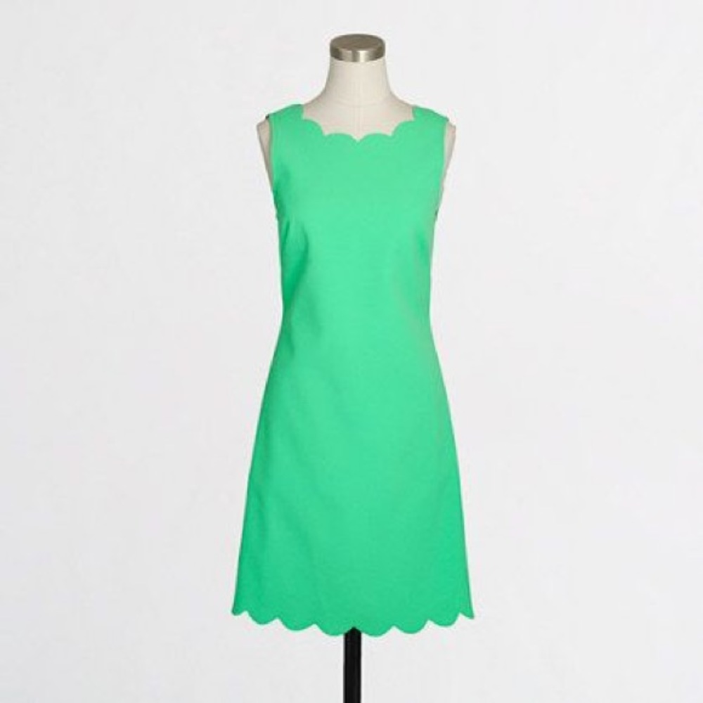 J. Crew Factory Sleeveless Scalloped Dress | Green