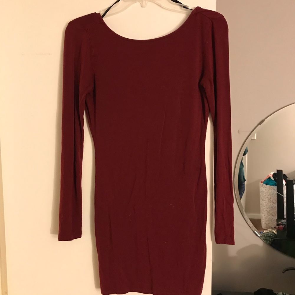 Maroon Mini dress 3/4 sleeve