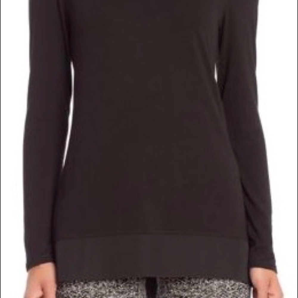 NIC + ZOE black mixed media high low turtleneck - Picture 2 of 8