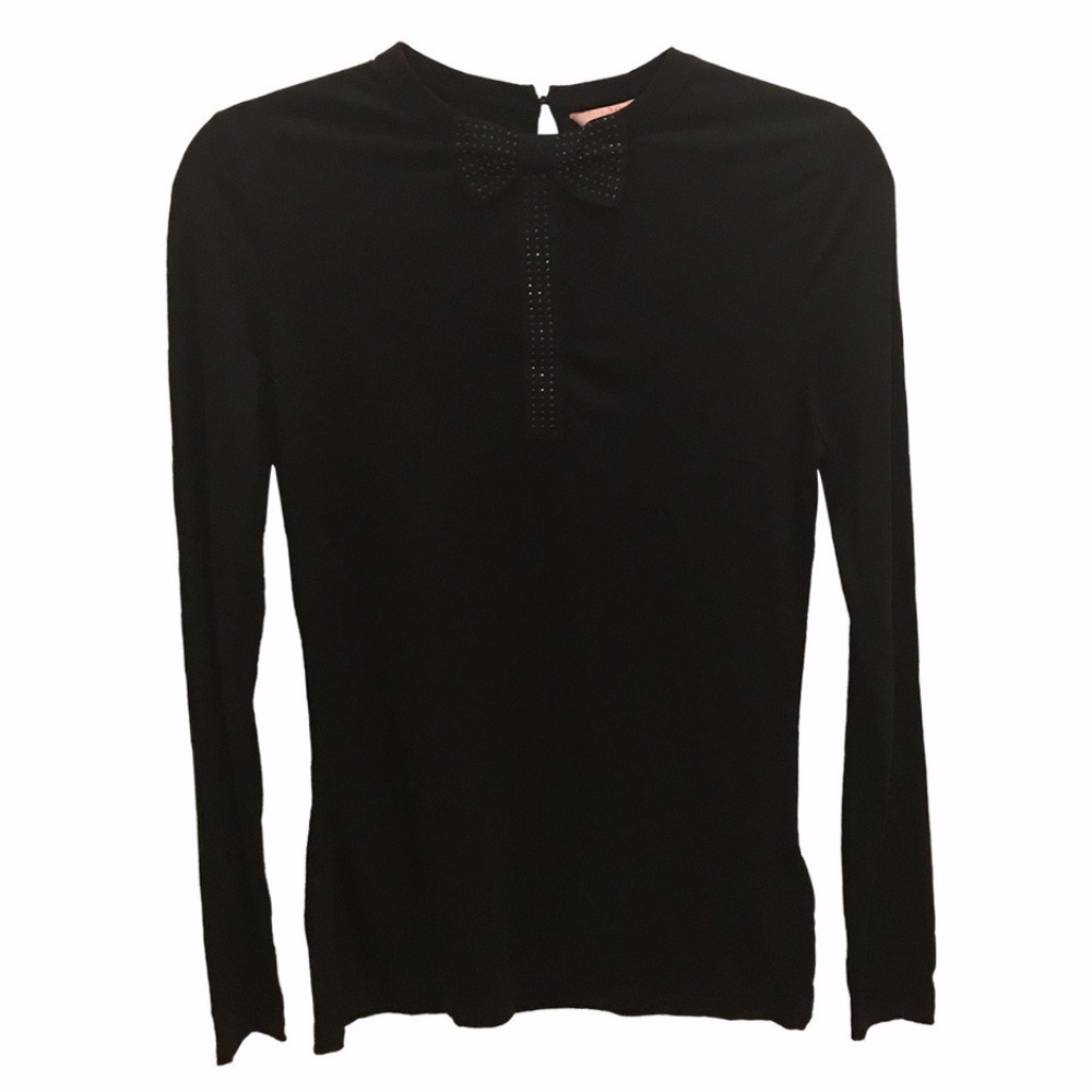 Ted Baker - Black Bow Top - Long Sleeve - Size 2