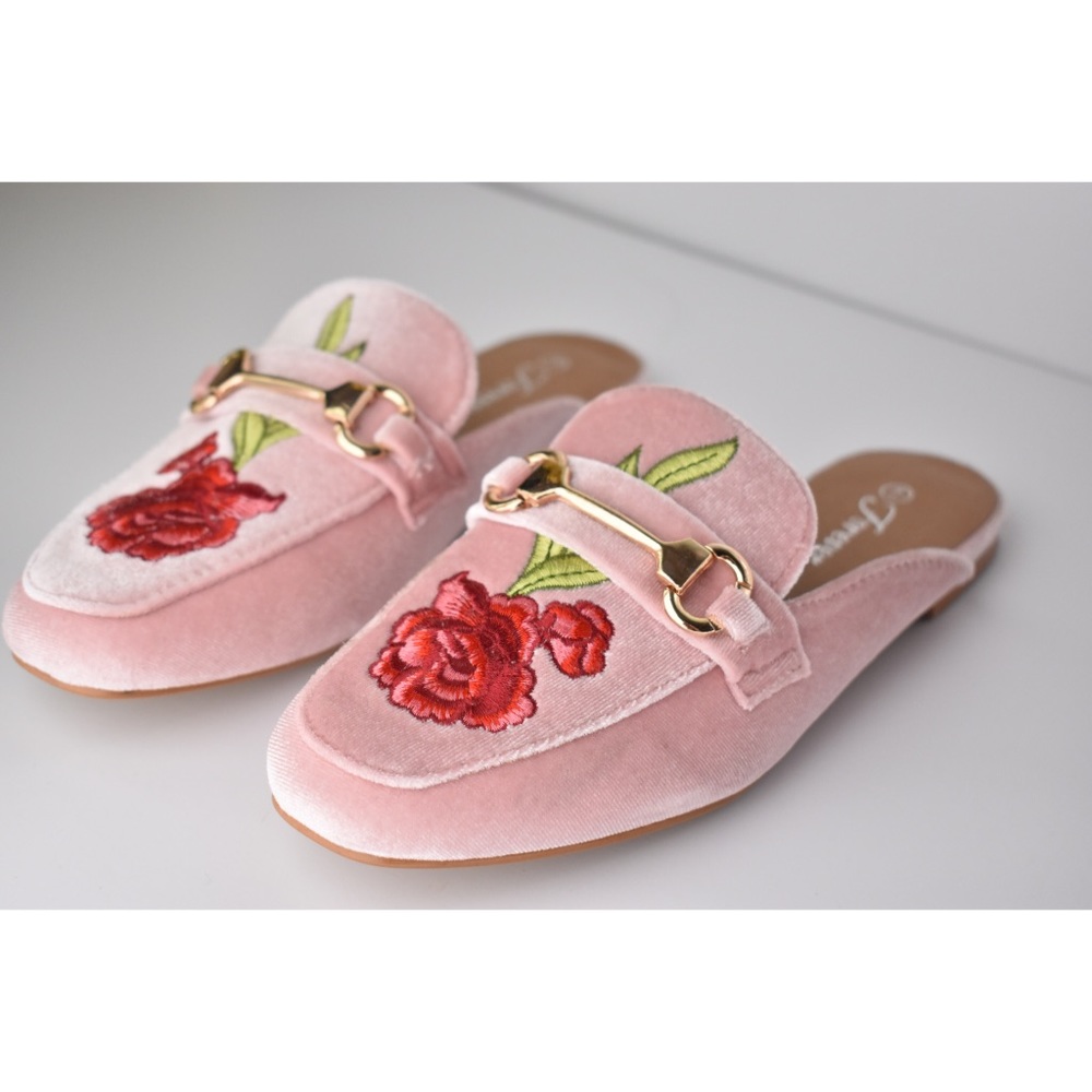Pink backless mules