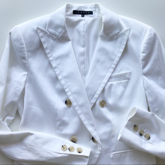 Theory White Doubled Breasted Blazer - Picture 2 of 6
