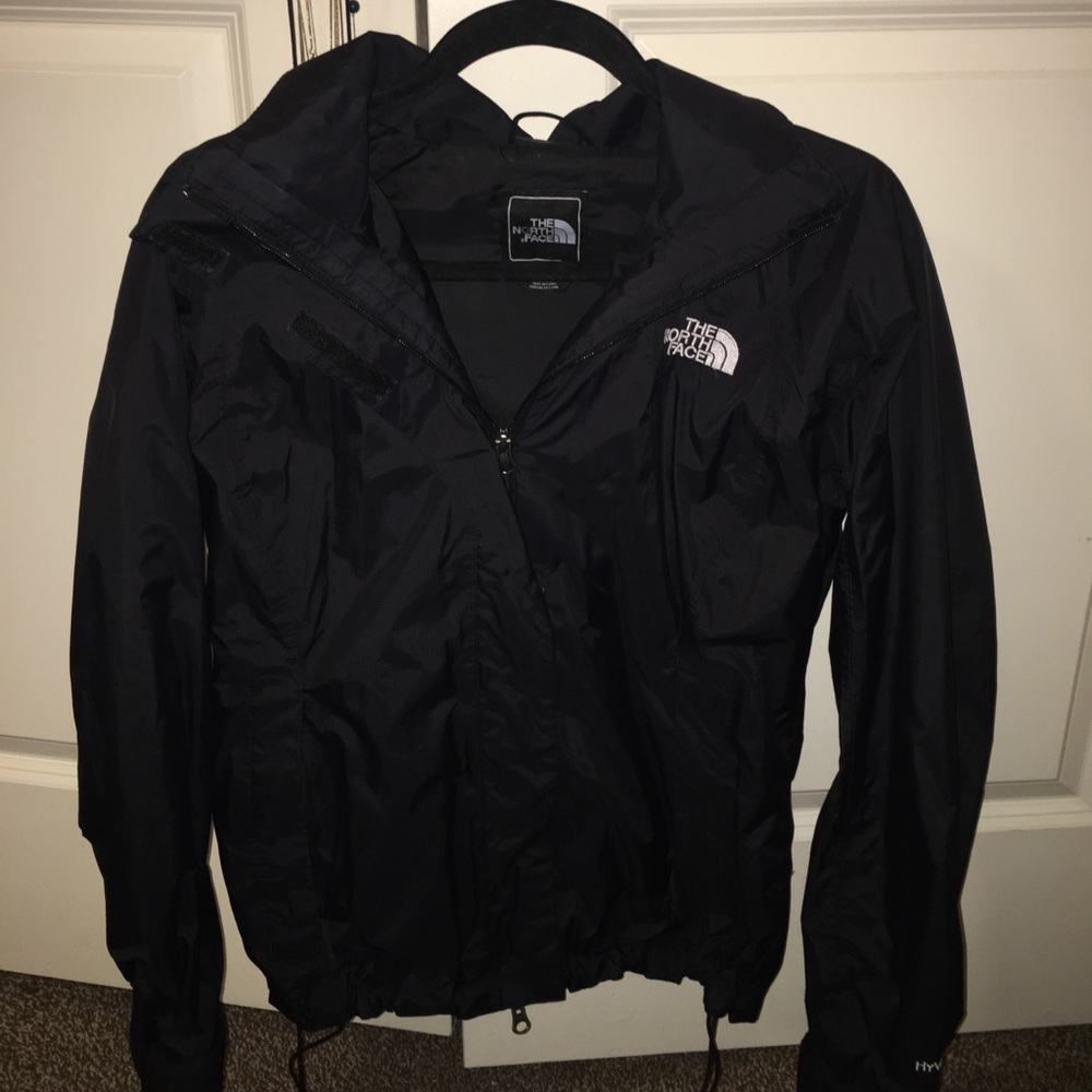 Women’s black North Face rain jacket