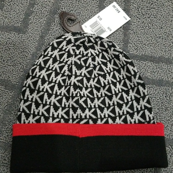 LAST 1! MICHAEL KORS BEANIE black/gray/red - Picture 4 of 4
