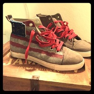 American Flag High Top Sneakers