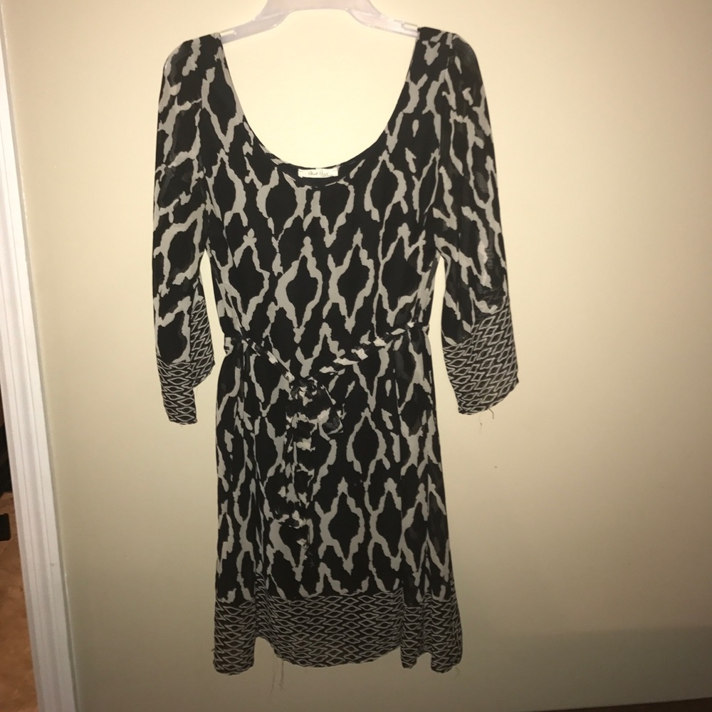 Black and Cream, Flowy, Patterned Dress