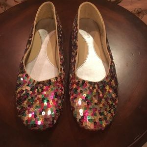 Multicolored sequin ballet flats