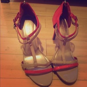 Christian siriano size 9.5 tan and coral sandals