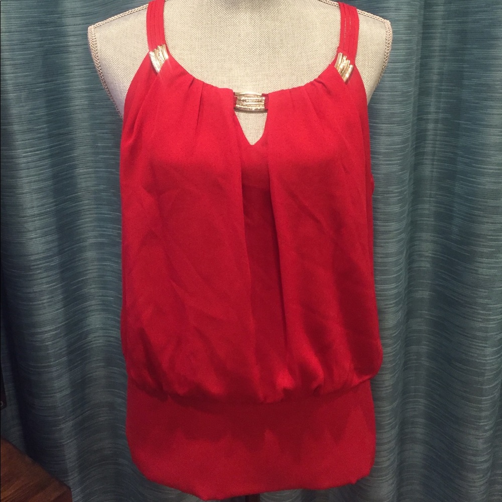 White House Black Market red blouse size M