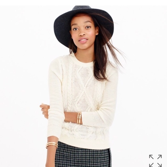 J. Crew Sweaters - J. Crew Cable crewneck Fringe sweater Style b2431