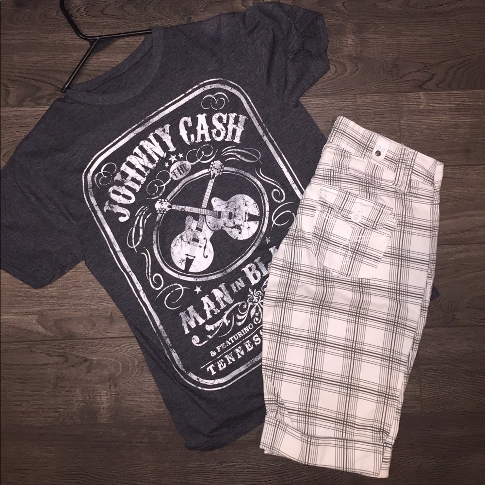 White & Gray Plaid Pattern Bermuda Board Shorts