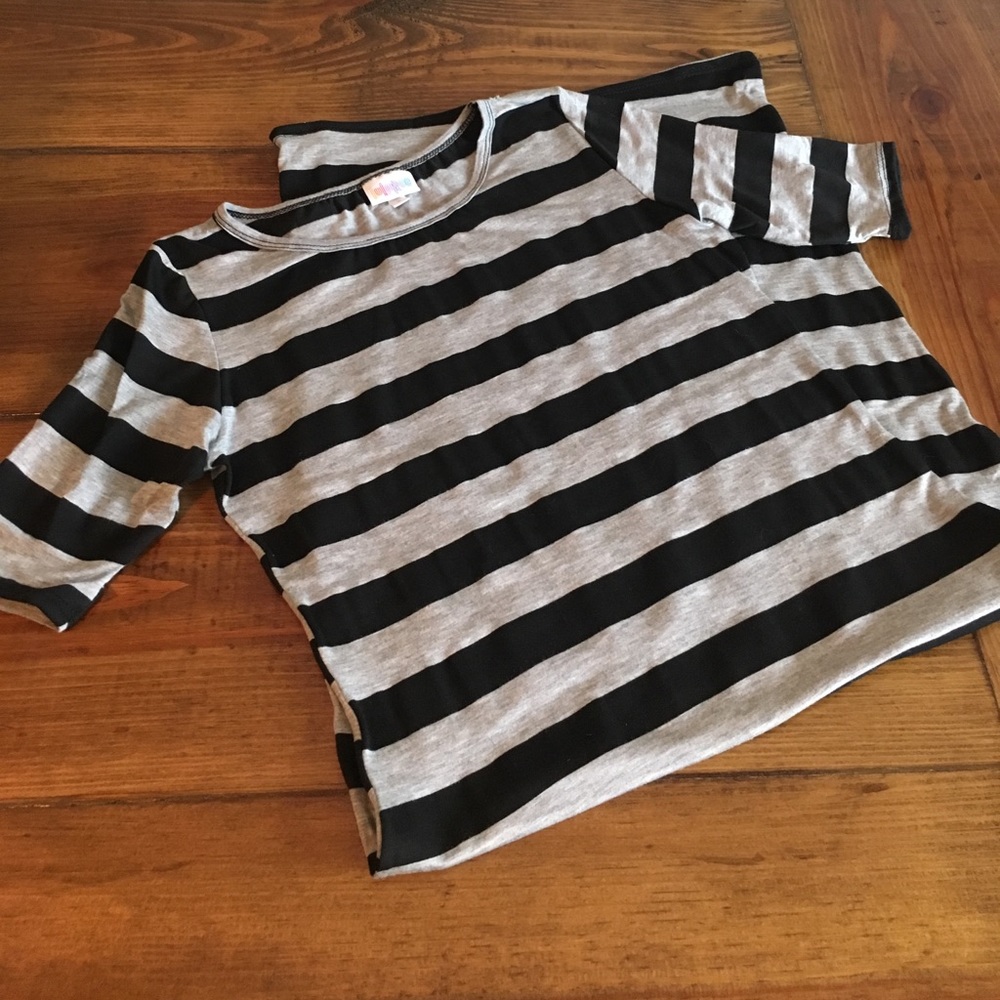 Lularoe - Black and Grey Striped Julia