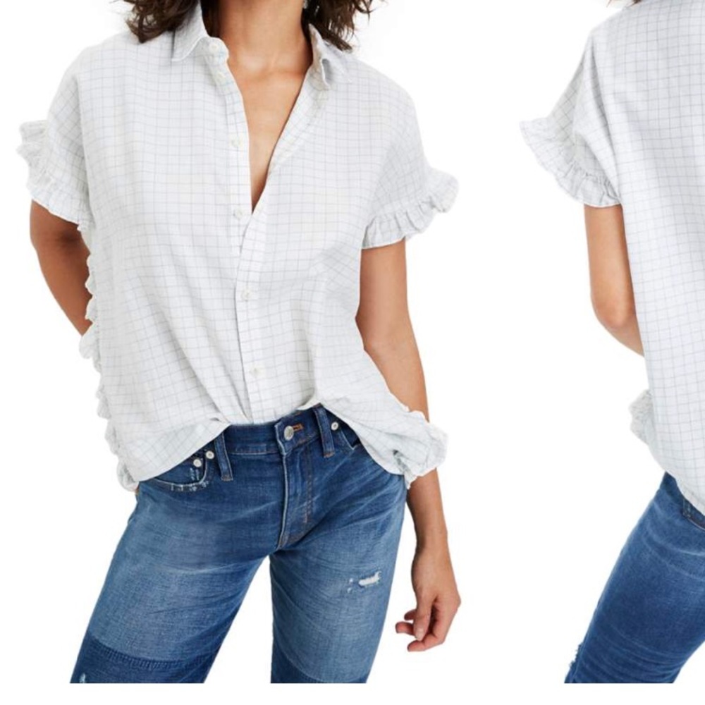 Madewell Windowpane Top - Medium NEW