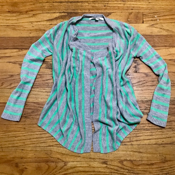 Grey and Green Striped Cardigan from DKNY - Picture 2 of 5