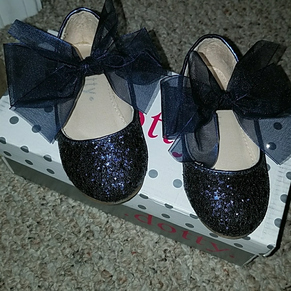 Navy Glitter Mary Jane Flats
