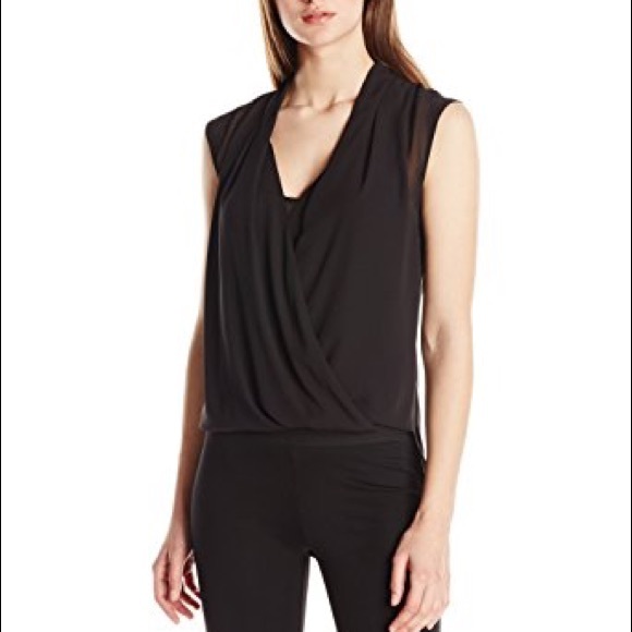 BCBGMaxAzria Tops - BCBG Black Drape Surplice Blouse