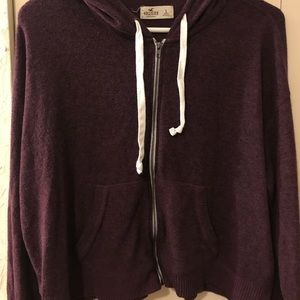 Hollister Maroon Cropped hoodie