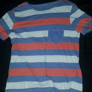 Blue, white, and orange striped H&M t-shirt