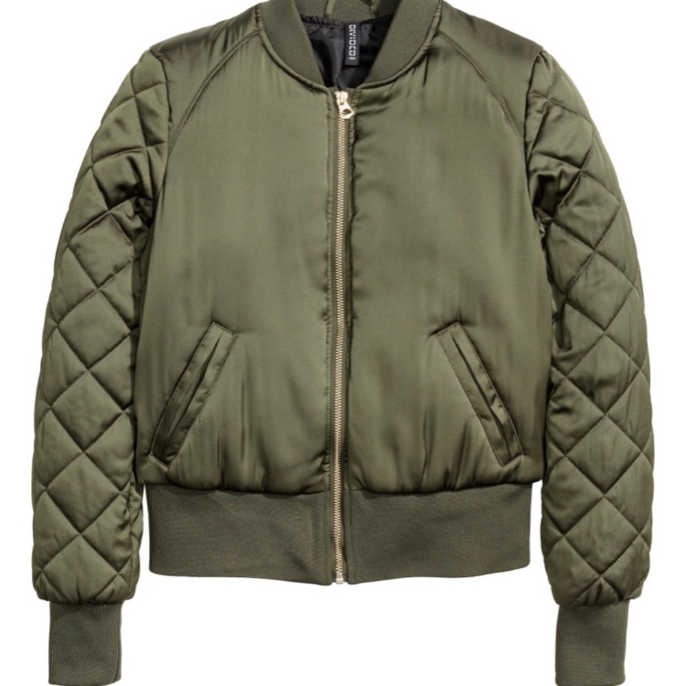 Green satin bomber jacket