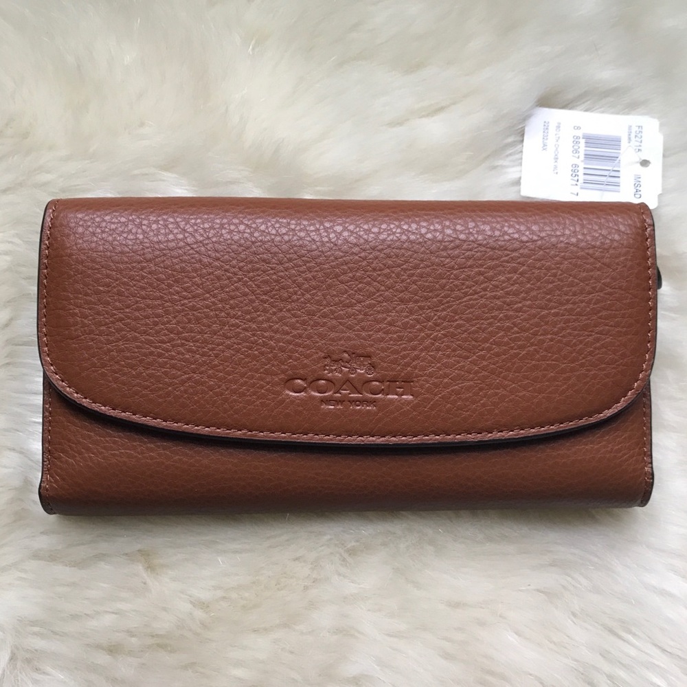 Coach Brown Leather Checkbook Wallet