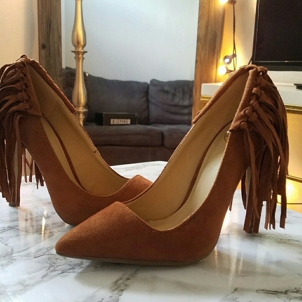 Missguided Tassel Suede Heels