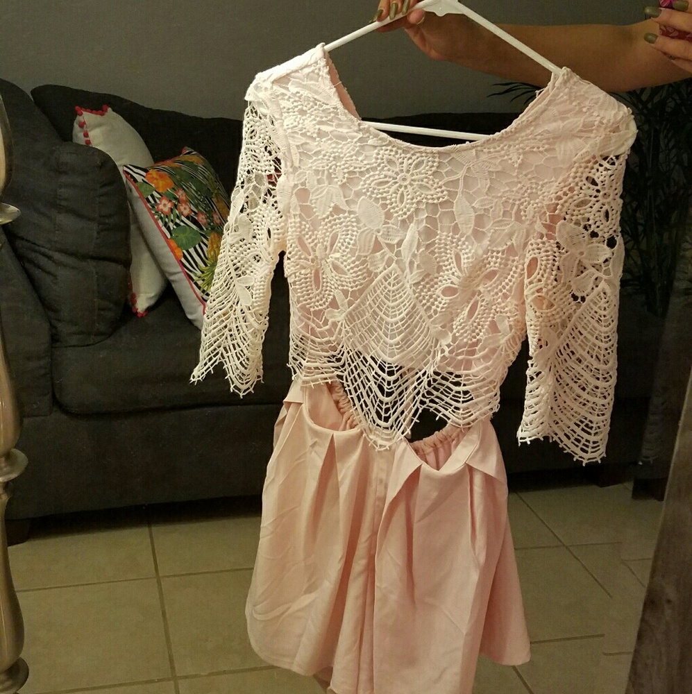 Pink Lace Romper