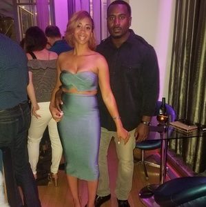 Teal Bandage Two Piece Bustier Set