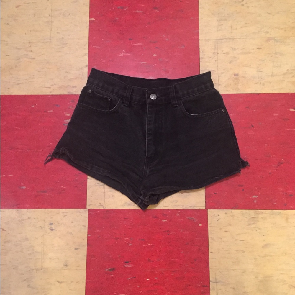 Black Denim High Waisted Short Shorts