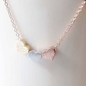 LAST ONE!Tri Colored 3 Tiny Heart Silver Necklace