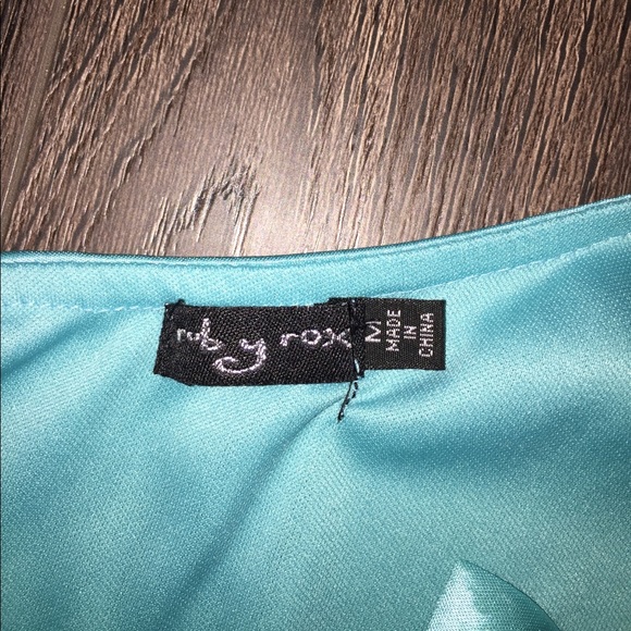 Turquoise/Aqua One Shoulder Semi formal Dress - Picture 5 of 5