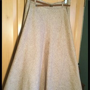 Vintage Tan Wool Blend Midi Skirt