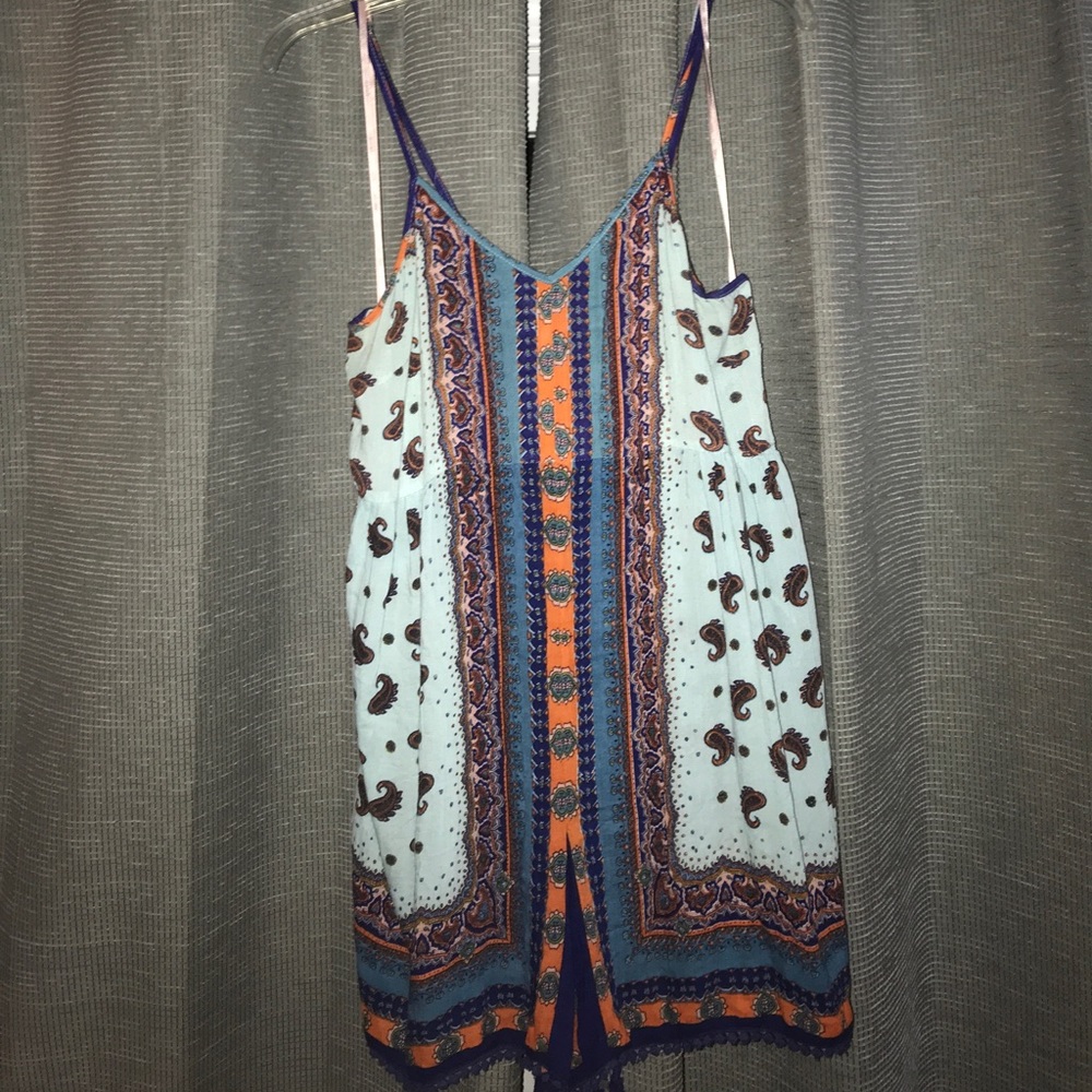 Patterned cotton romper