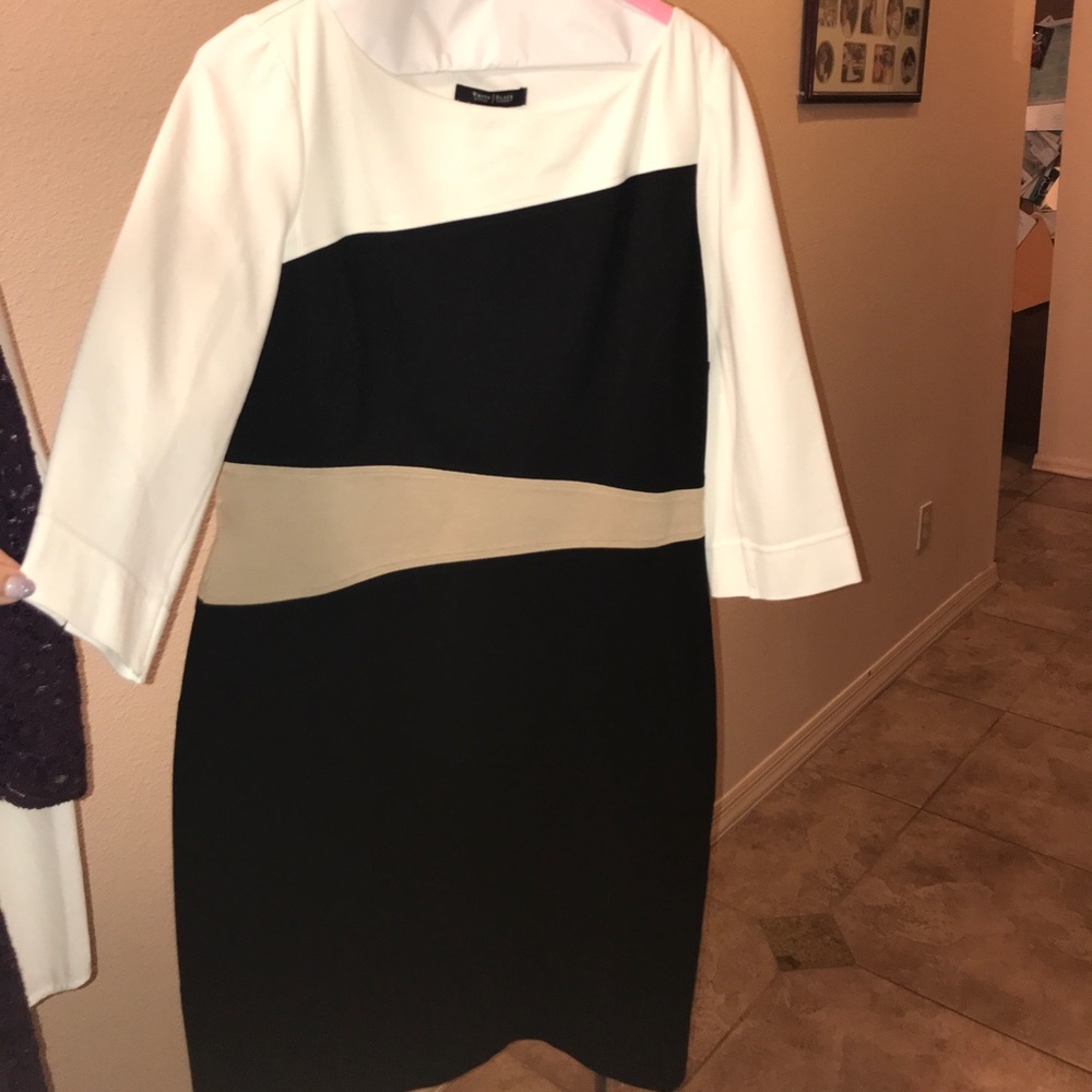 WHBM Ponte material color block Dress
