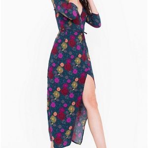 New American Apparel Floral Julliard Wrap Dress