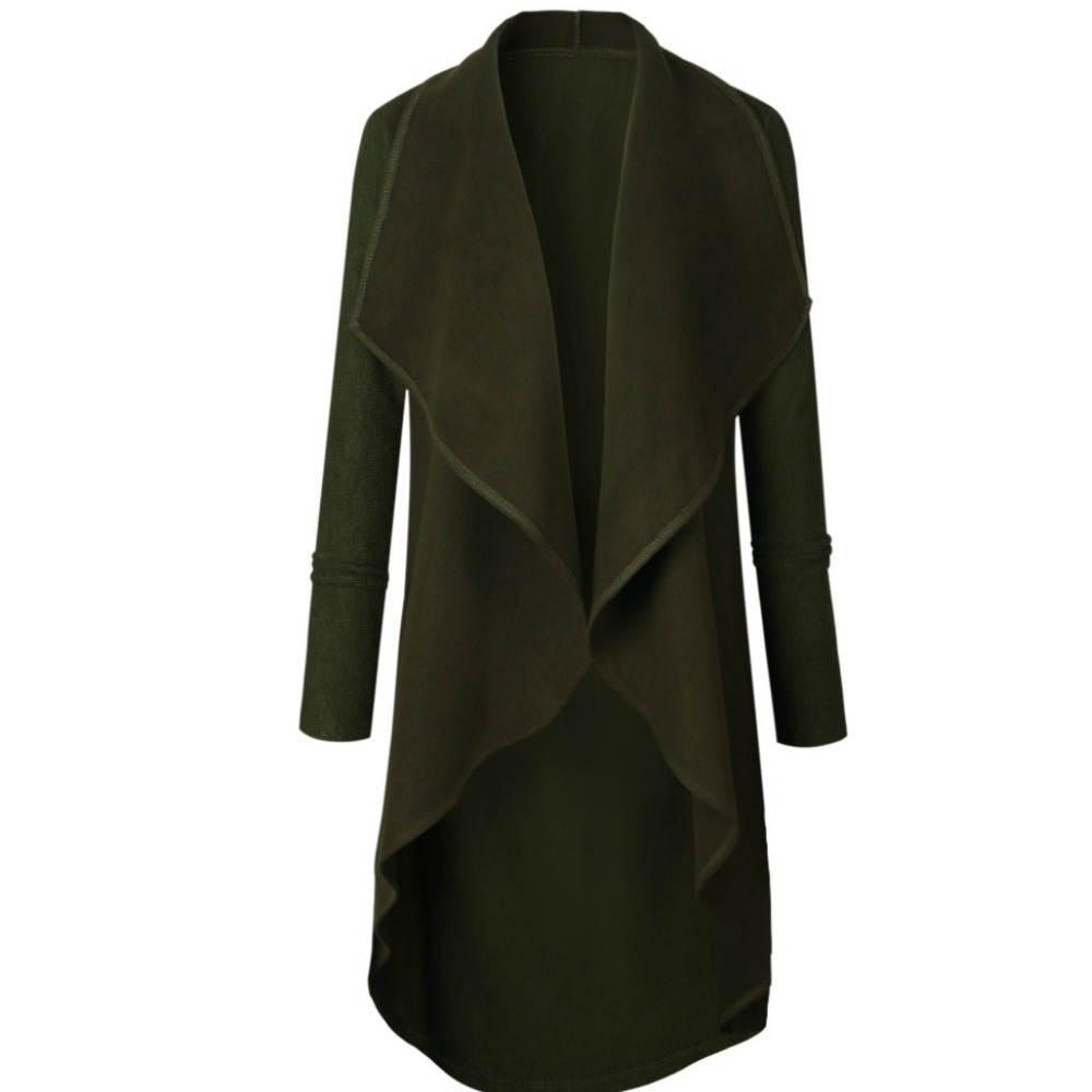 ✨Last one! ✨Open drape waterfall Cardigan Olive - Picture 6 of 8