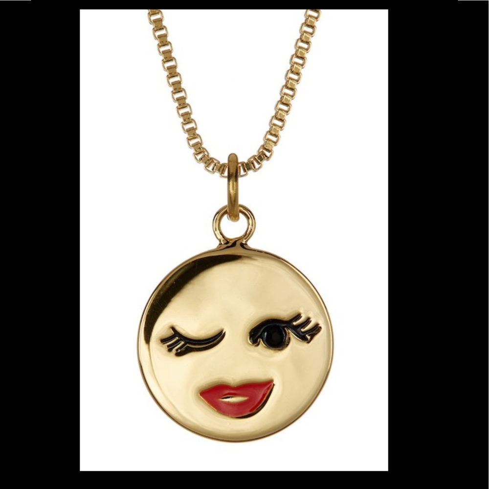 😉Kate Spade Gold Plated Winking Emoji Necklace!💋