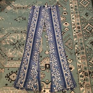 Blue floral and paisley bell bottoms