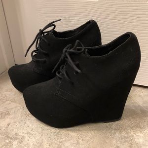 Lace up wedge ankle bootie