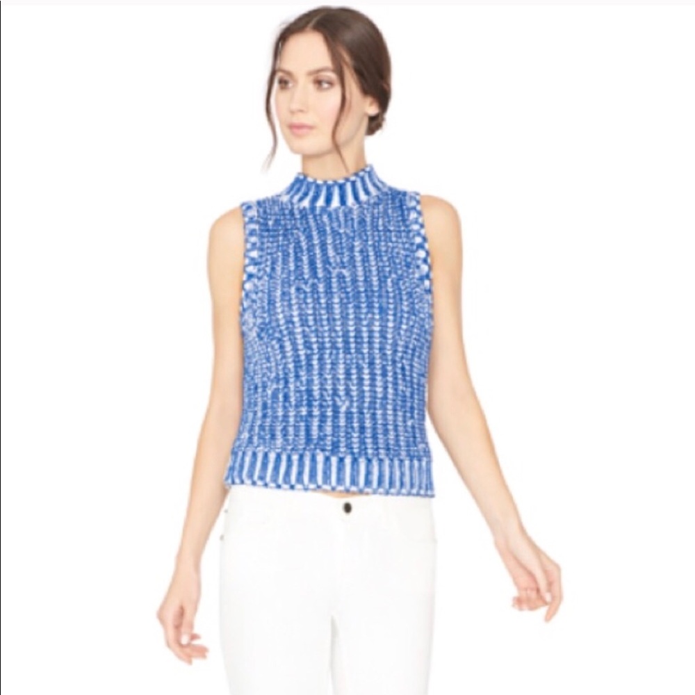 Alice & Olivia Blue & White Knitted Sweater Small