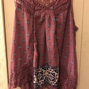 Mauve chiffon lace shirt
