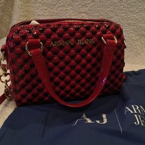 Armani Jeans Red Quilted Handbag / Purse