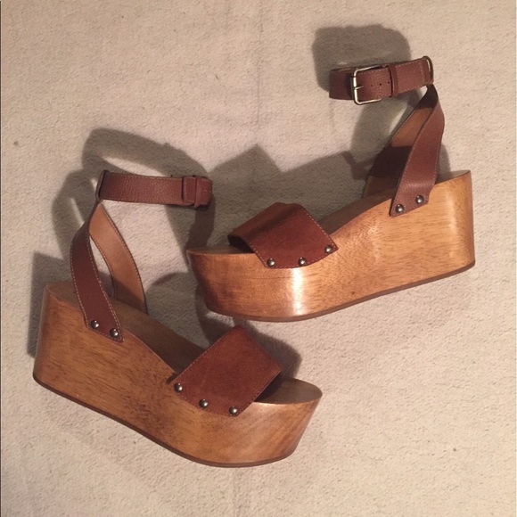wood platforms shoes