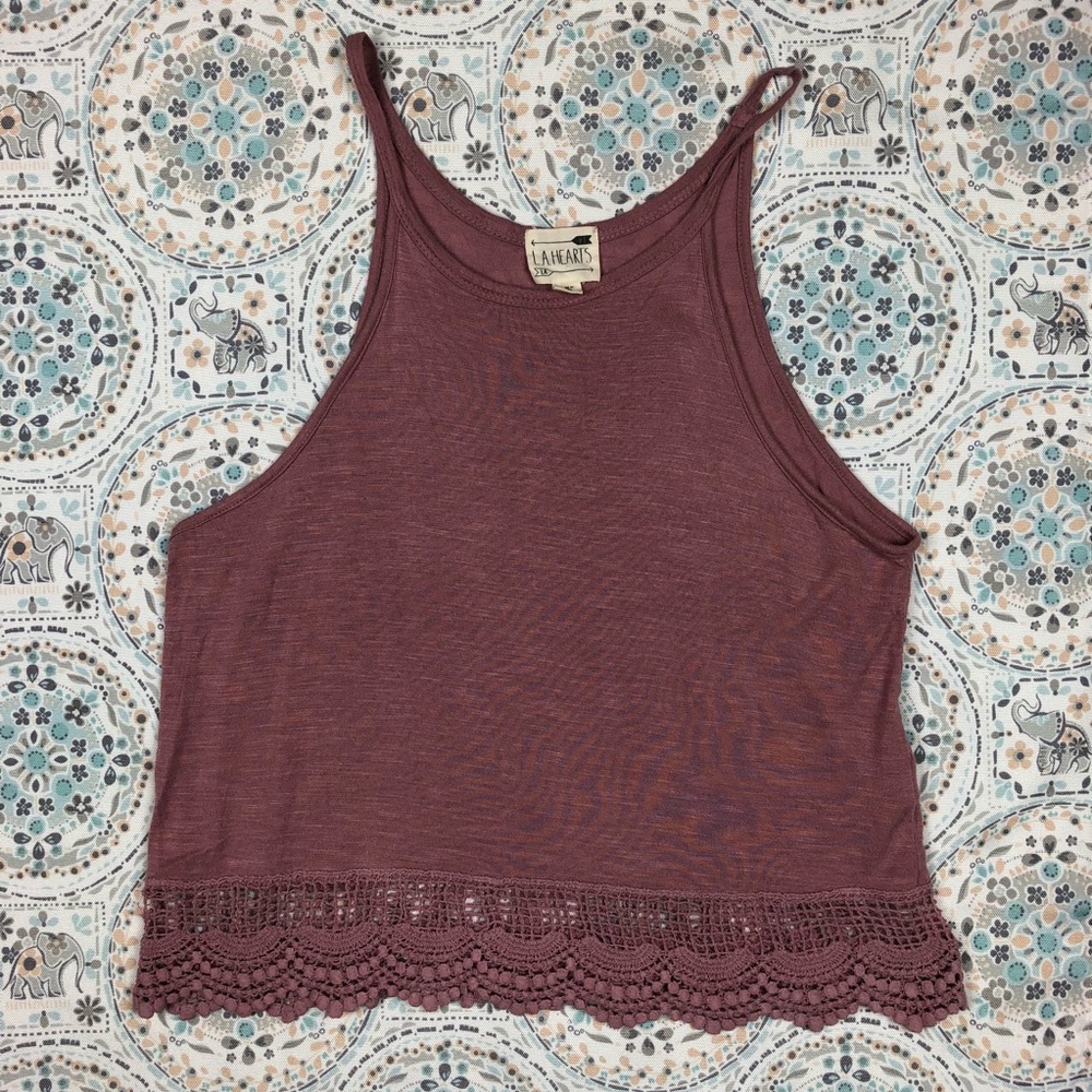 LA Hearts dusty rose tank top