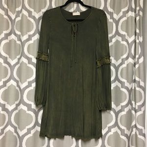 Altar’d State Olive Long Sleeve Peasant Dress