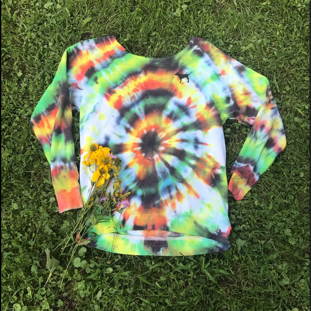 Pink Victoria's Secret tie dye crew