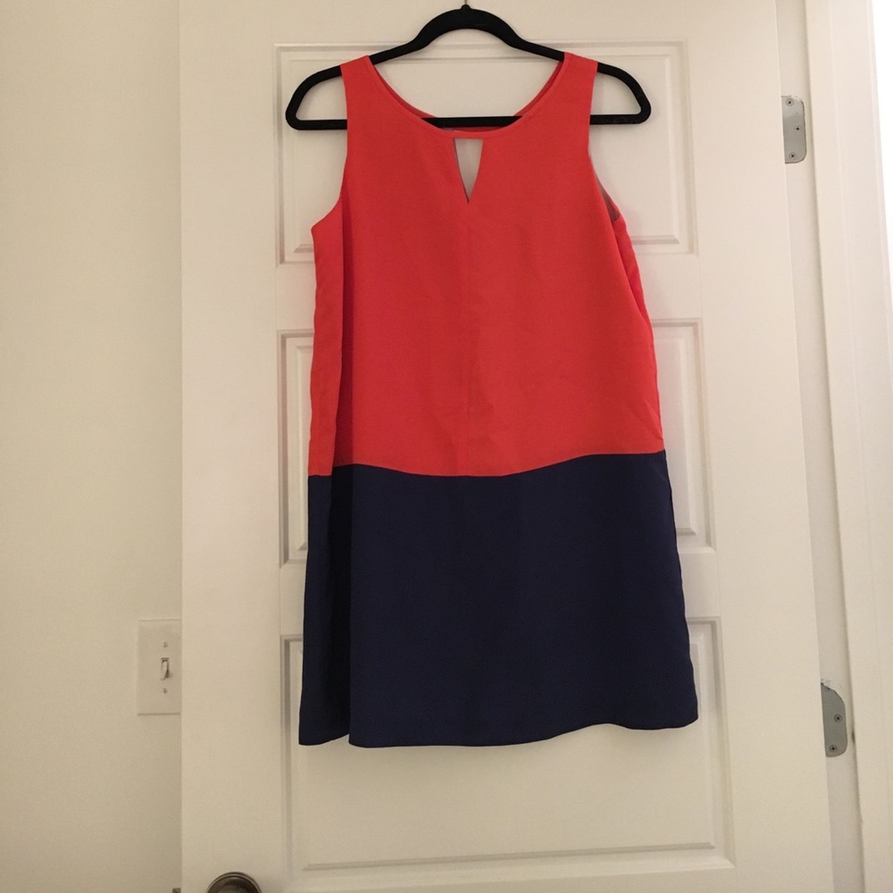 Orange and Blue color block dress