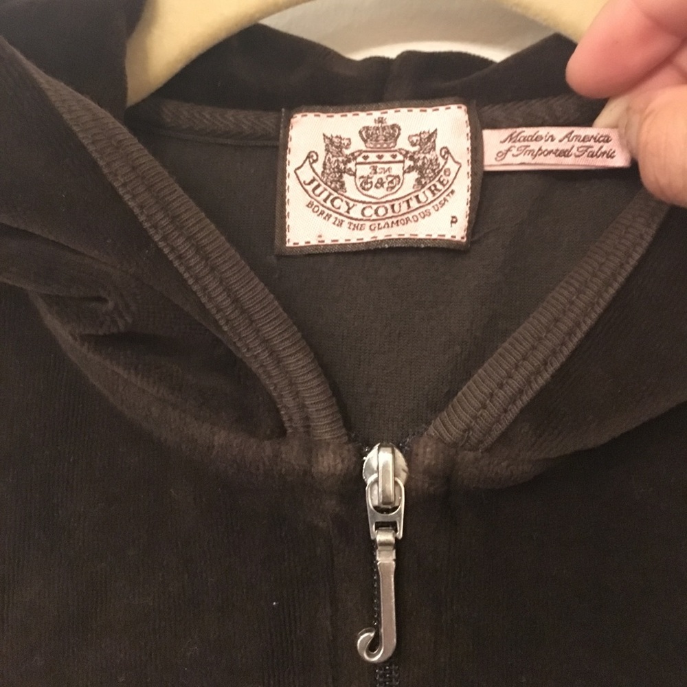Size Petite Brown velour juicy couture zip up