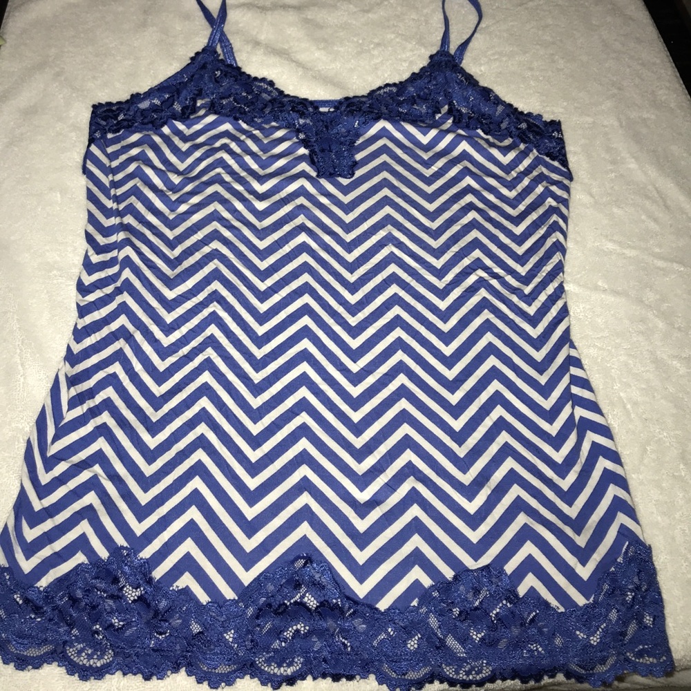Chevron blue lace camisole
